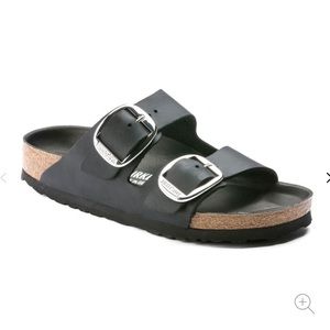 Arizona Big Buckle Birkenstock in Black Oiled Leather